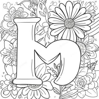 Flower Letter For Adults Coloring Pages