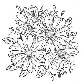 Beautiful Chrysanthemum Bouquet Coloring Page 63630-52647