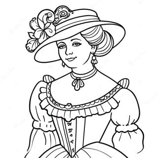 Elegant Victorian Lady In Dress Coloring Page 63640-52653