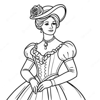 Elegant Victorian Lady In Dress Coloring Page 63640-52654