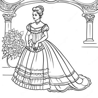 Elegant Victorian Lady In Dress Coloring Page 63640-52655