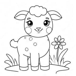 Cute Easter Lamb With Flowers Coloring Page 63650-52661