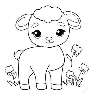 Cute Easter Lamb With Flowers Coloring Page 63650-52662