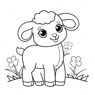 Cute Easter Lamb With Flowers Coloring Page 63650-52664