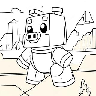 Cute Minecraft Piglin With Gold Coloring Page 63670-52692