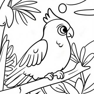 Colorful Cockatoo In Tropical Paradise Coloring Page 63690-52684