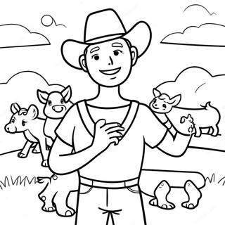 Zenon The Farmer With Animals Coloring Page 63730-52723