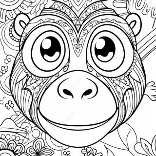 Monkey Face Coloring Page 63769-52740