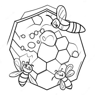 Cute Bees Around Honeycomb Coloring Page 63810-52791