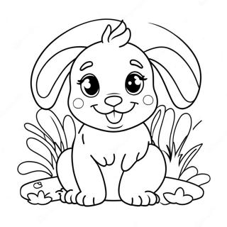 Cute Easter Puppy With Bunny Ears Coloring Page 63840-52817