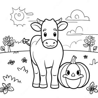 Spooky Cow In A Pumpkin Patch Coloring Page 63930-52873