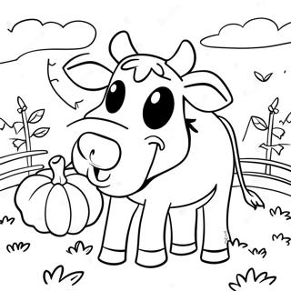 Spooky Cow In A Pumpkin Patch Coloring Page 63930-52874