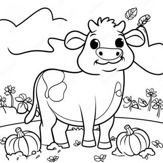 Spooky Cow In A Pumpkin Patch Coloring Page 63930-52875