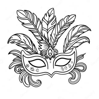 Colorful Mardi Gras Mask With Feathers Coloring Page 63950-52913