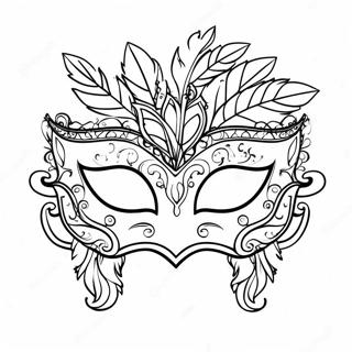 Colorful Mardi Gras Mask With Feathers Coloring Page 63950-52915