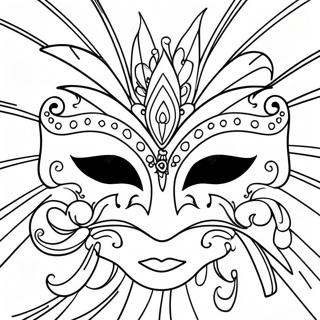 Colorful Mardi Gras Mask With Feathers Coloring Page 63950-52916