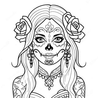 Gothic Female Sugar Skull Coloring Page 63979-52910