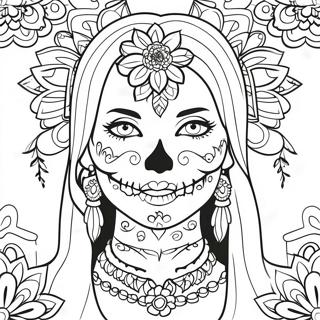 Gothic Female Sugar Skull Coloring Page 63979-52911