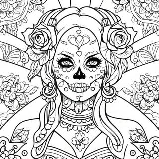 Gothic Female Sugar Skull Coloring Page 63979-52912