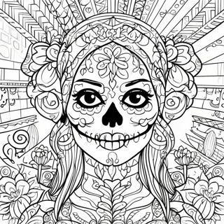 Intricate Gothic Female Sugar Skull Coloring Page 63980-52918