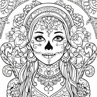 Intricate Gothic Female Sugar Skull Coloring Page 63980-52920