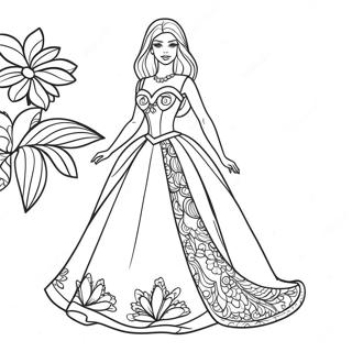 Barbie In A Beautiful Dress Coloring Page 64010-52946