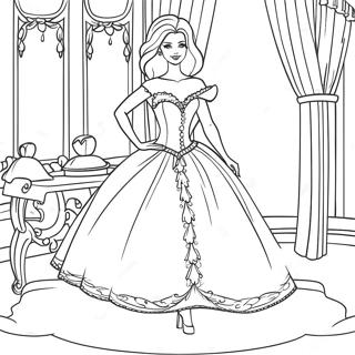 Barbie In A Beautiful Dress Coloring Page 64010-52947