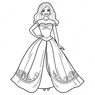 Barbie In A Beautiful Dress Coloring Page 64010-52948