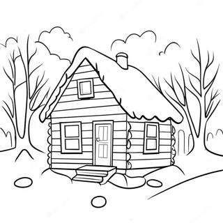 Cozy Winter Cabin With Snowflakes Coloring Page 64020-52956