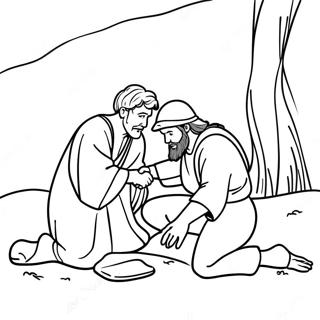 Good Samaritan Helping The Injured Man Coloring Page 64030-52957