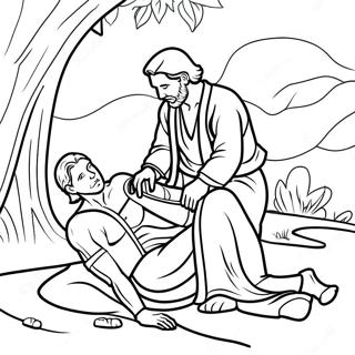 Good Samaritan Helping The Injured Man Coloring Page 64030-52958