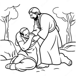 Good Samaritan Helping The Injured Man Coloring Page 64030-52959