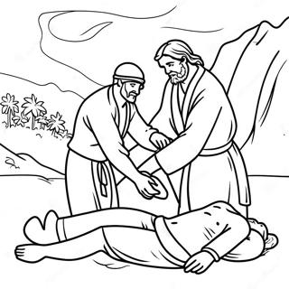 Good Samaritan Helping The Injured Man Coloring Page 64030-52960