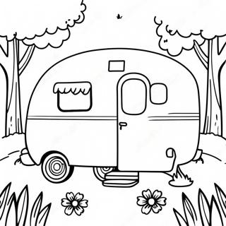 Vintage Camper In Nature Coloring Page 6405-5117