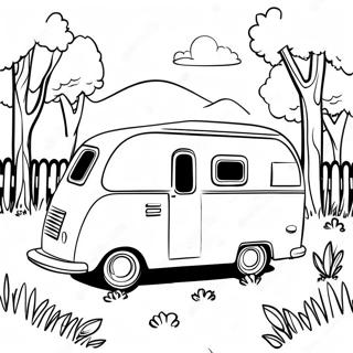 Vintage Camper In Nature Coloring Page 6405-5119