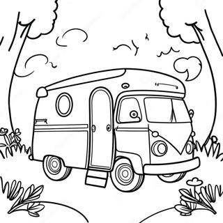 Vintage Camper In Nature Coloring Page 6405-5215