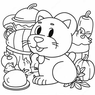 Garfield Thanksgiving Feast Coloring Page 64069-52990