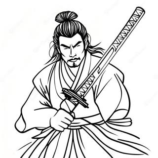 Samurai Katana In Action Coloring Page 64160-53066