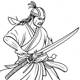 Samurai Katana In Action Coloring Page 64160-53067