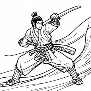 Samurai Katana In Action Coloring Page 64160-53068