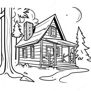 Rustic Cabin In The Woods Coloring Page 64219-53122