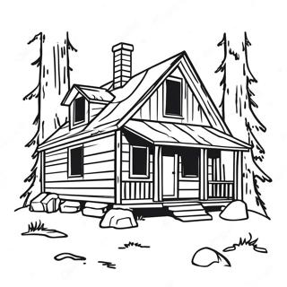 Rustic Cabin In The Woods Coloring Page 64219-53123