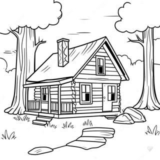 Rustic Cabin In The Woods Coloring Page 64219-53124