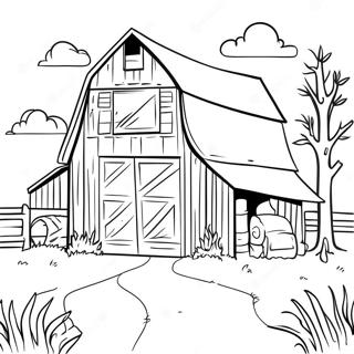 Charming Rustic Barn Scene Coloring Page 64220-53111