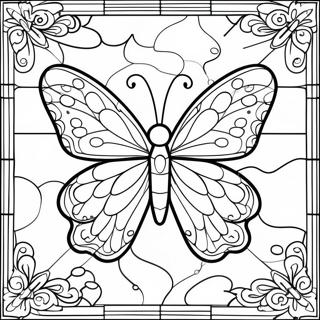 Colorful Butterfly Stained Glass Design Coloring Page 64270-53158