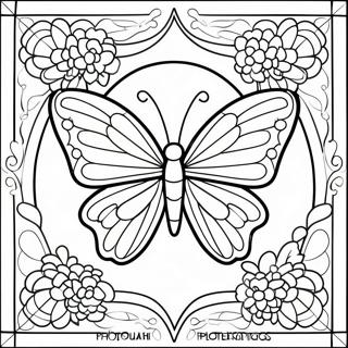 Colorful Butterfly Stained Glass Design Coloring Page 64270-53160