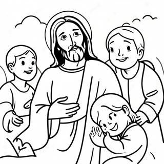 Colorful Jesus With Children Coloring Page 64411-53258