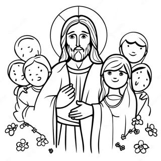 Colorful Jesus With Children Coloring Page 64411-53259