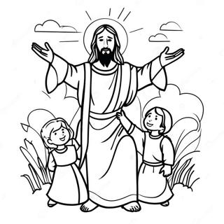 Colorful Jesus With Children Coloring Page 64411-53260