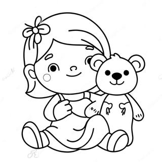 Cute Agnes With Teddy Bear Coloring Page 64461-53290